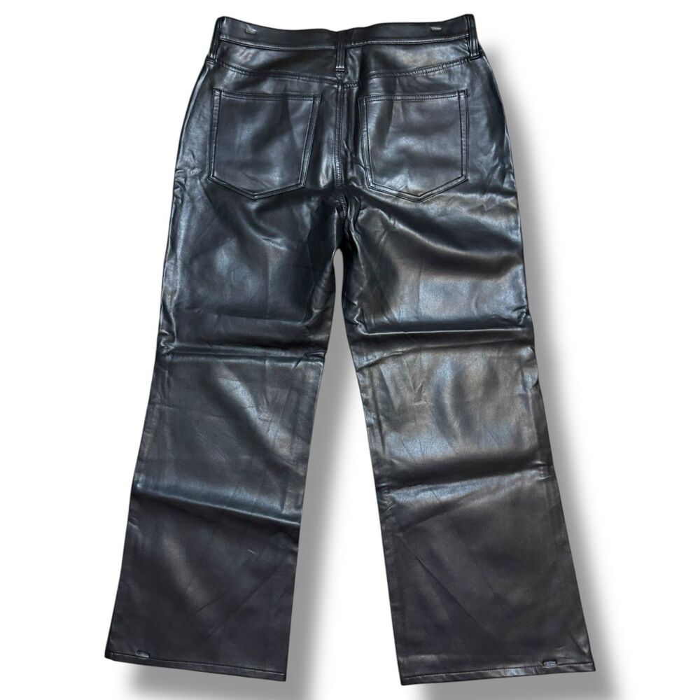 J.Crew Faux Leather Black Boot Leg Cut Pants Women’s Size 30/10 NWT - Picture 4 of 8